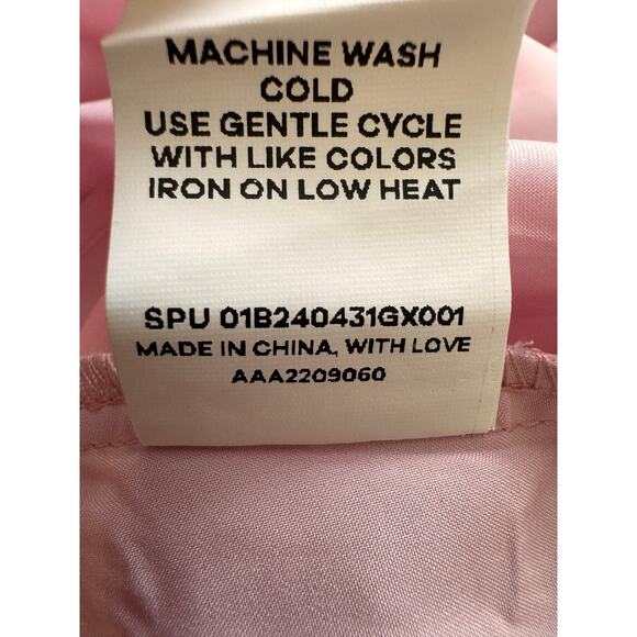 New BLOOMCHIC Women's Pink Chiffon Plain Textured Ruffle Trim Blouse Size 14-16 - Picture 8 of 9